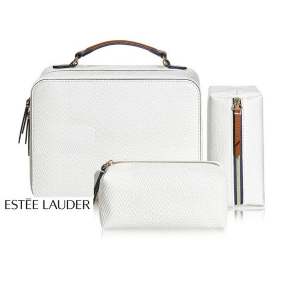 Estee Lauder 3 pc Travel set: 1 White Bag, two companion bags - Picture 1 of 12